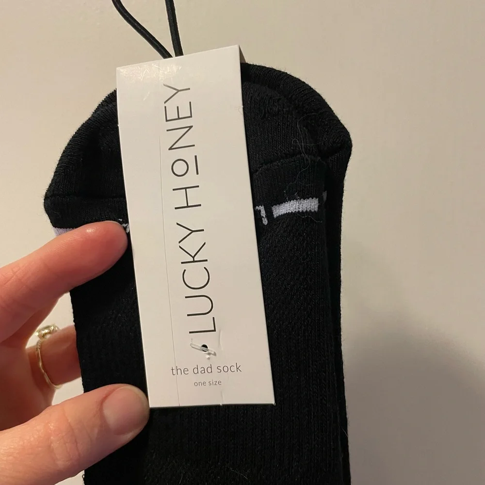 Lucky Honey Grip Socks: The Dad Socks in Black w/White Stripe - Picture 2 of 10